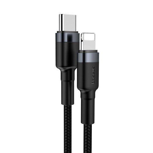 Baseus PD18W Cafule Series Type-C to Lightning Hızlı Şarj Kablosu 1mt Siyah Gri CATLKLF-G1