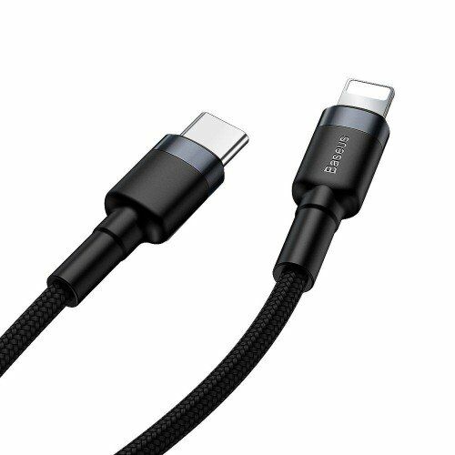 Baseus PD18W Cafule Series Type-C to Lightning Hızlı Şarj Kablosu 1mt Siyah Gri CATLKLF-G1