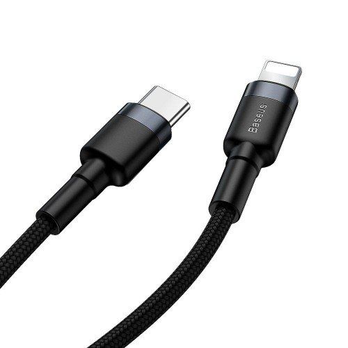 Baseus PD18W Cafule Series Type-C to Lightning Hızlı Şarj Kablosu 1mt Siyah Gri CATLKLF-G1