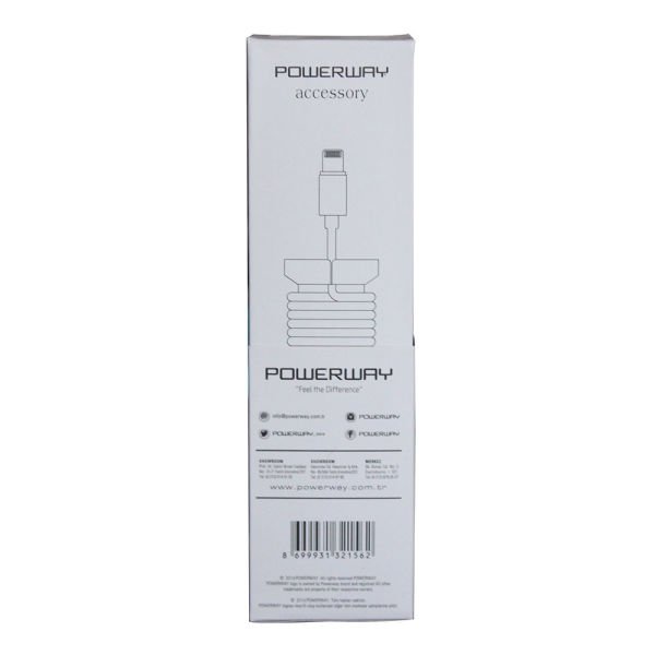 Powerway Lightning Hızlı Şarj Kablosu Örgülü 1.1M CX10 Beyaz