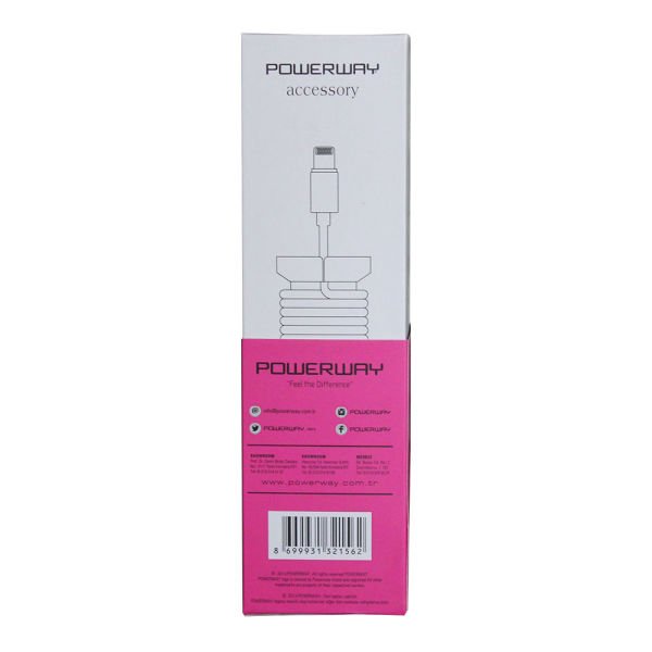 Powerway Lightning Hızlı Şarj Kablosu Örgülü 1.1M CX10 Pembe