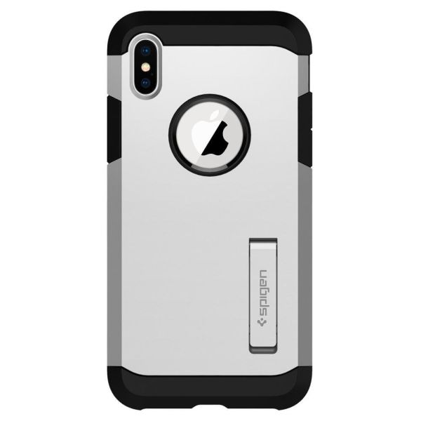 Spigen iPhone X ile Uyumlu Kılıf Tough Armor Satin Silver