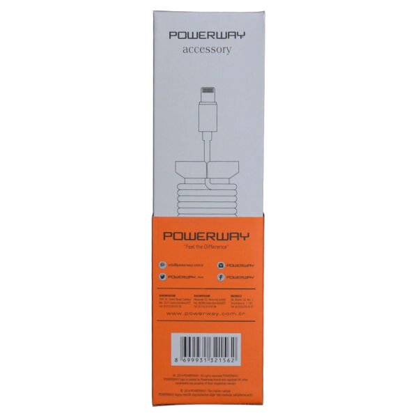 Powerway Lightning Hızlı Şarj Kablosu Örgülü 1.1M CX10 Turuncu