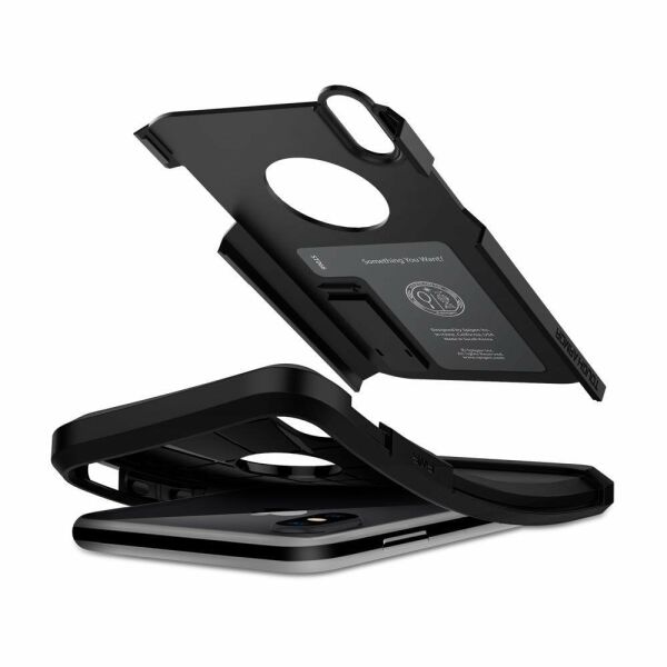 Spigen iPhone X ile Uyumlu Kılıf Tough Armor Black