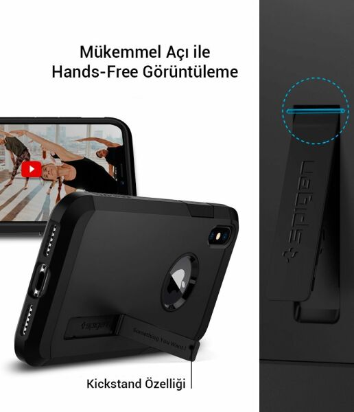 Spigen iPhone X ile Uyumlu Kılıf Tough Armor Black