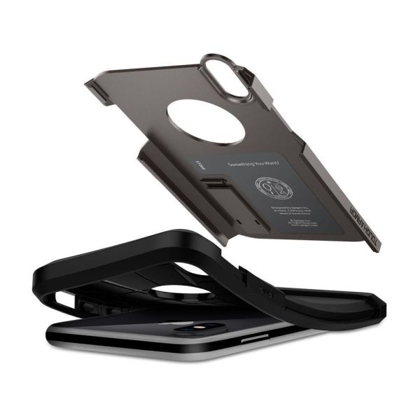 Spigen iPhone X ile Uyumlu Kılıf Tough Armor Gunmetal