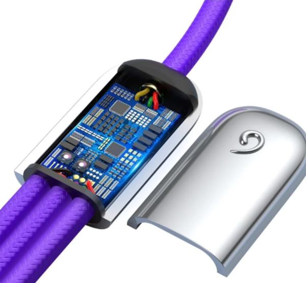 Baseus Three Little Serisi 3in1 Çok Uçlu 3.5A 1.2M Şarj Kablosu Mor CAMLT-PG03