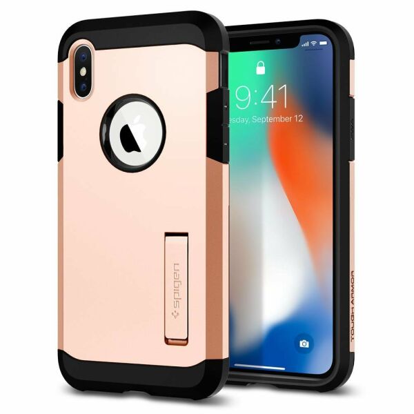Spigen iPhone X ile Uyumlu Kılıf Tough Armor Blush Gold