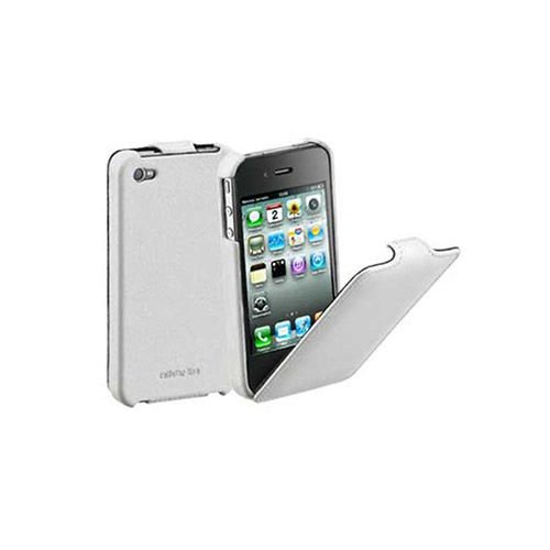 Cellular Line iPhone 4S/4 ile Uyumlu Flap Mıknatıssız Deri Kılıf Beyaz FLAPIPHONE4W (Out)