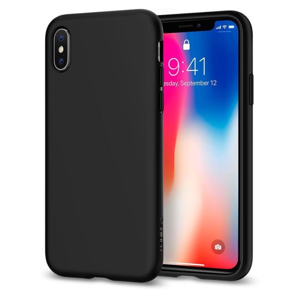 Spigen iPhone X ile Uyumlu Kılıf Liquid Crystal 4 Tarafı Kapalı Matte Black