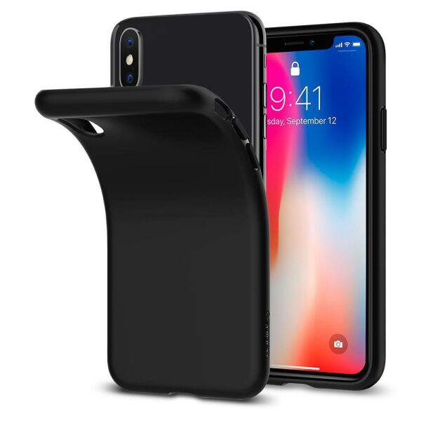 Spigen iPhone X ile Uyumlu Kılıf Liquid Crystal 4 Tarafı Kapalı Matte Black