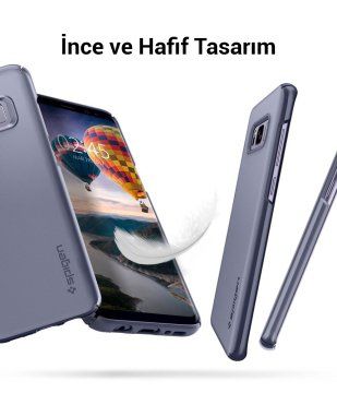 Spigen Galaxy S8 ile Uyumlu Kılıf Thin Fit Orchid Gray