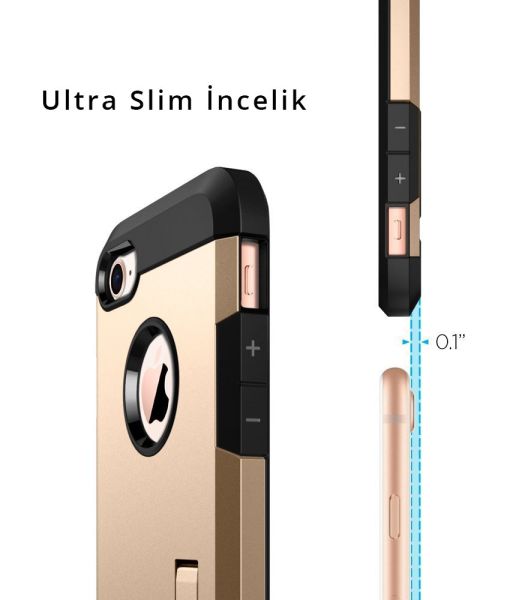 Spigen iPhone 7/8 ile Uyumlu Kılıf Tough Armor 2 Champagne Gold