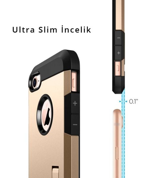 Spigen iPhone 7/8 ile Uyumlu Kılıf Tough Armor 2 Champagne Gold