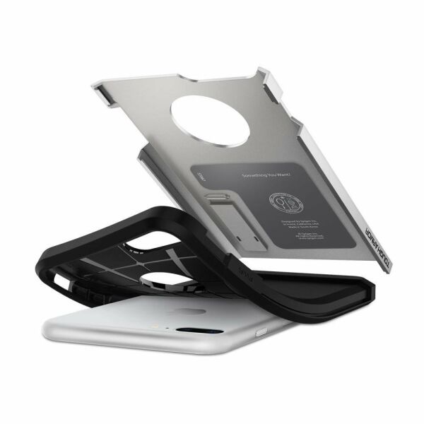 Spigen iPhone 7 Plus / 8 Plus ile Uyumlu Kılıf Tough Armor 2 Satin Silver