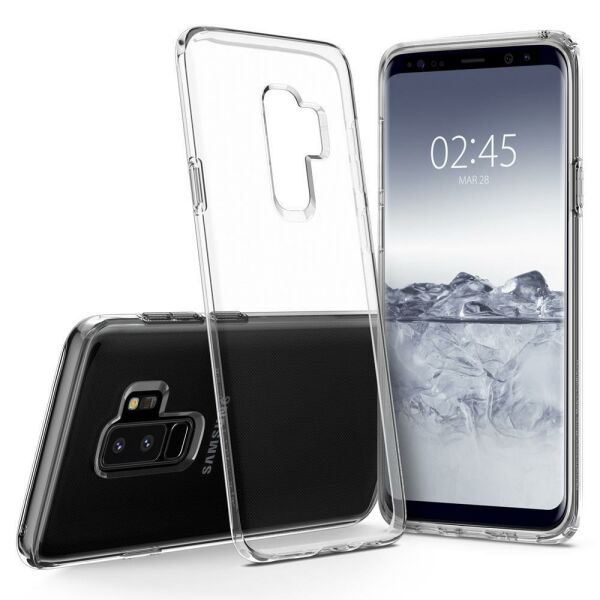 Spigen Galaxy S9 Plus ile Uyumlu Kılıf Liquid Crystal 4 Tarafı Koruma Crystal Clear