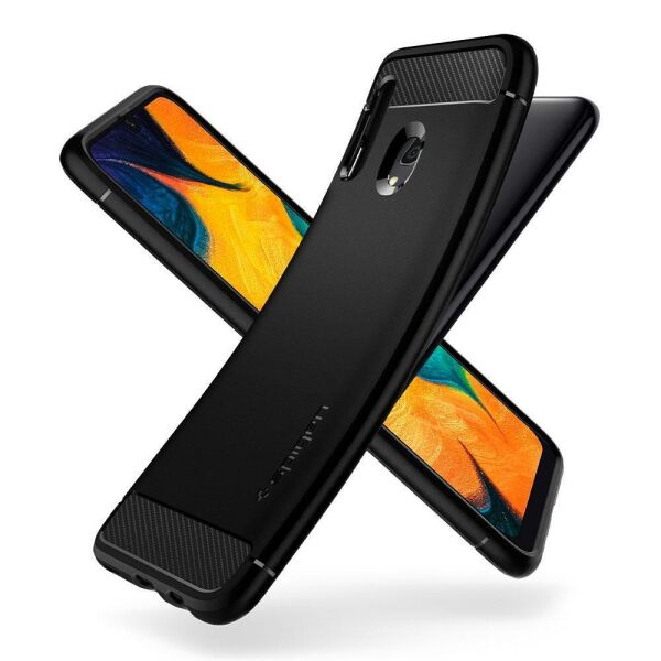 Spigen Galaxy A30 ile Uyumlu Kılıf ,Spigen Rugged Armor Matte Black