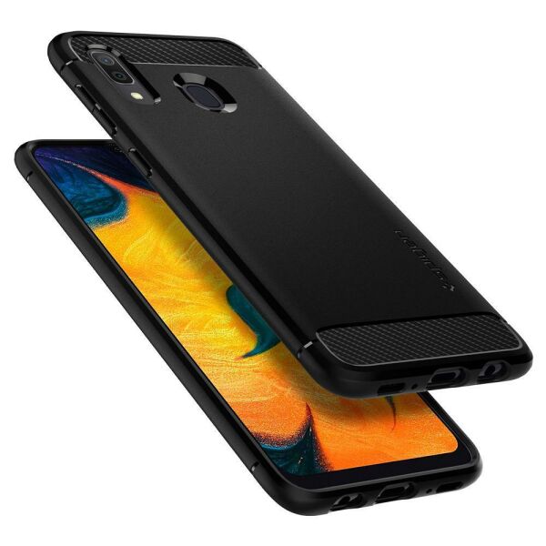 Spigen Galaxy A30 ile Uyumlu Kılıf ,Spigen Rugged Armor Matte Black