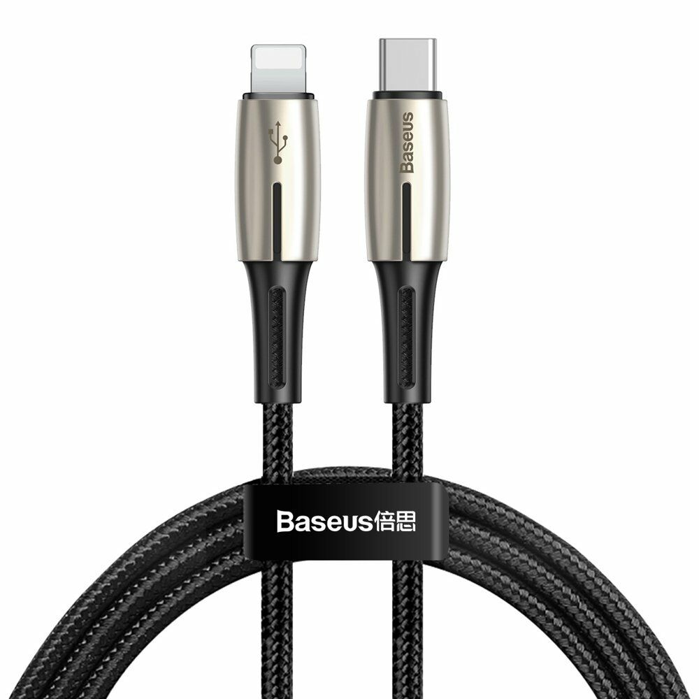 Baseus Waterdrop Type C To Lightning Şarj Kablosu 1.3M Siyah CATLRD-01