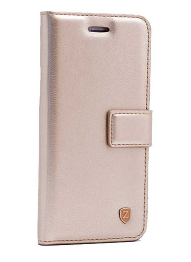 Zore iPhone XS Max 6.5 ile Uyumlu New Kar Deluxe Kapaklı Kılıf Gold