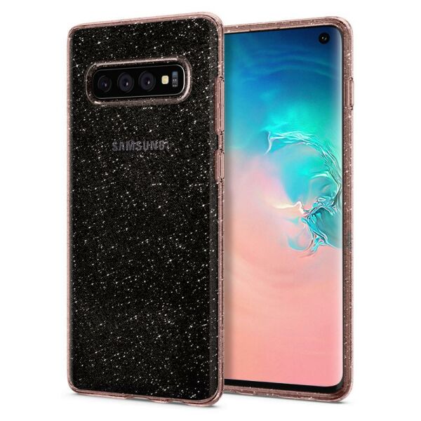 Spigen Galaxy S10 ile Uyumlu Kılıf Liquid Crystal Glitter Rose Quartz