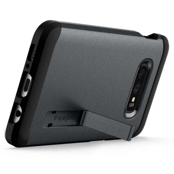 Spigen Galaxy S10e ile Uyumlu Kılıf Tough Armor Graphite Gray