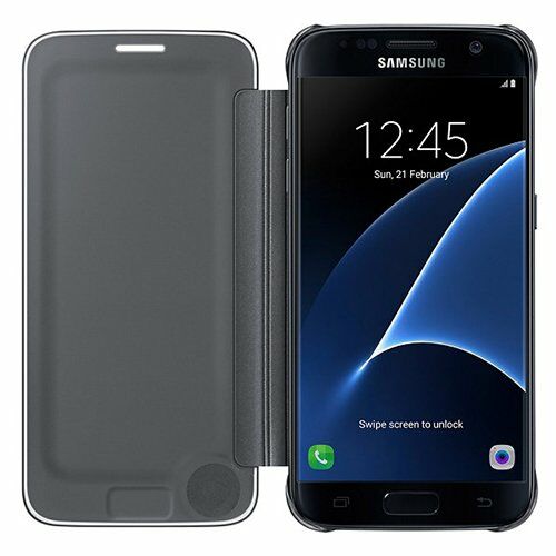Galaxy S7 ile Uyumlu Clear View Cover Kılıf Siyah EF-ZG930CBEGWW