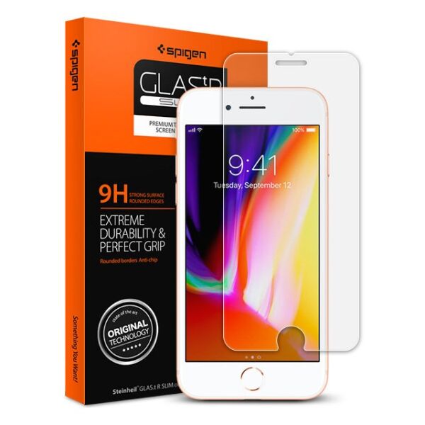 Spigen iPhone 7 Plus / 8 Plus ile Uyumlu Cam Ekran Koruyucu GLAS.tR SLIM