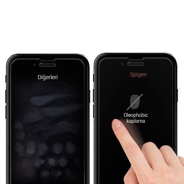 Spigen iPhone 7 Plus / 8 Plus ile Uyumlu Cam Ekran Koruyucu GLAS.tR SLIM