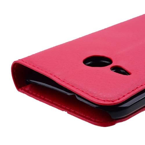 One M8 Mini ile Uyumlu Yan Model Kartlıklı Cüzdanlı Kılıf Kırmızı