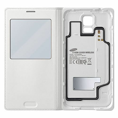 Galaxy S5 G900 ile Uyumlu Kablosuz Şarj Destekli S View Cover Kılıf Beyaz EP-VG900BWEGWW (Out)