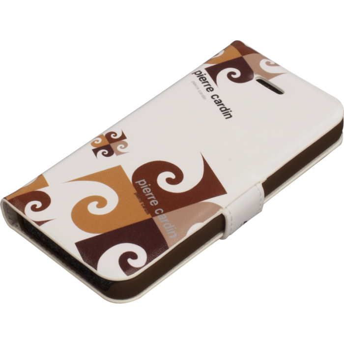 Pierre Cardin iPhone 5S ile Uyumlu Suni Deri Kapaklı Koruma Kılıfı Kahve PCA-P01