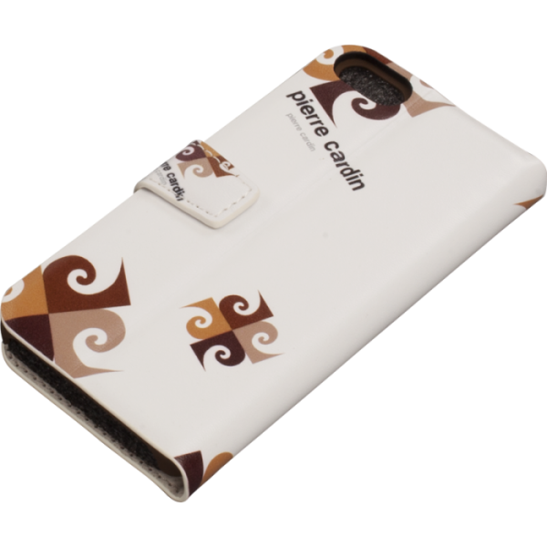 Pierre Cardin iPhone 5S ile Uyumlu Suni Deri Kapaklı Koruma Kılıfı Kahve PCA-P01