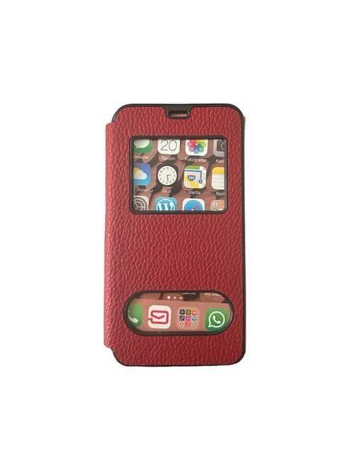 Jopus Galaxy J5 ile Uyumlu Premium Kapaklı Kılıf Kırmızı