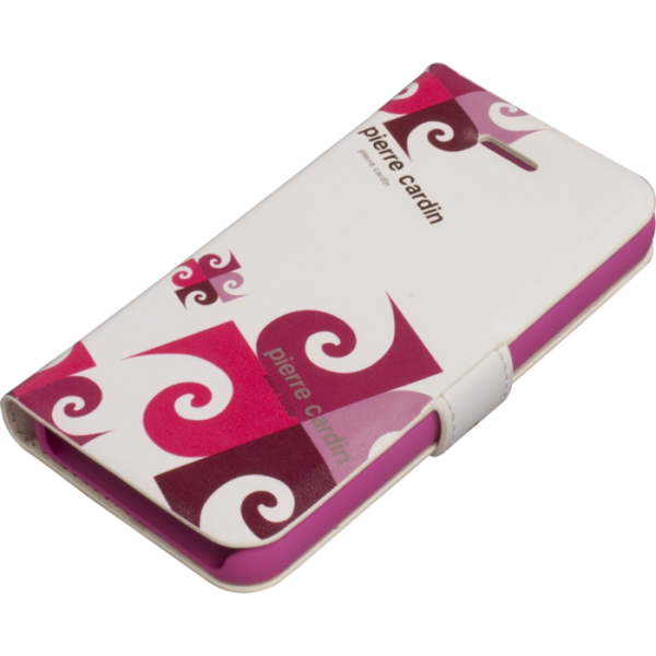 Pierre Cardin iPhone 5S ile Uyumlu Suni Deri Kapaklı Koruma Kılıfı Pembe PCA-P01