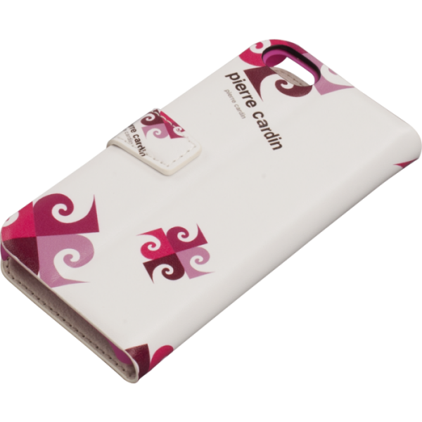 Pierre Cardin iPhone 5S ile Uyumlu Suni Deri Kapaklı Koruma Kılıfı Pembe PCA-P01