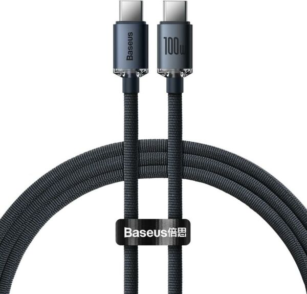 Baseus Crystal Shine 100W PD Type-C Şarj Kablosu 1.2 M Siyah