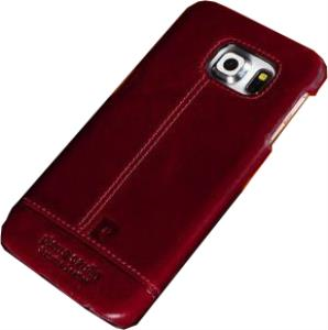 Pierre Cardin Galaxy S6 Edge ile Uyumlu Deri Arka Koruma Paneli Kırmızı PCL-P03