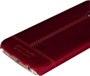 Pierre Cardin Galaxy S6 Edge ile Uyumlu Deri Arka Koruma Paneli Kırmızı PCL-P03