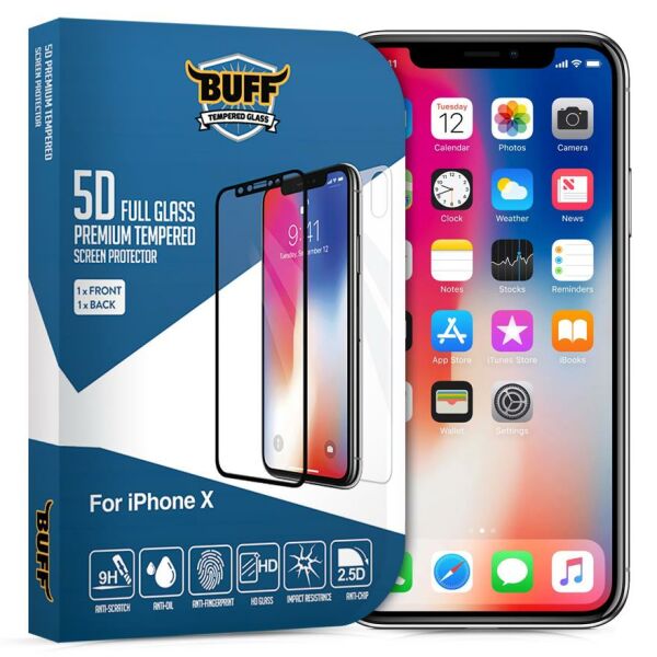 Buff iPhone X Full 5D ile Uyumlu Glass Ekran Koruyucu