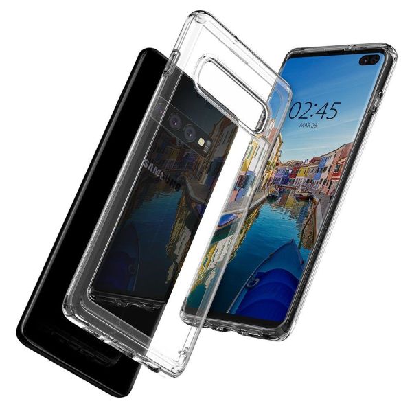 Spigen Galaxy S10 Plus ile Uyumlu Kılıf Crystal Hybrid Crystal Clear