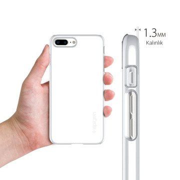 Spigen iPhone 7 Plus ile Uyumlu Kılıf Thin Fit Ultra İnce White