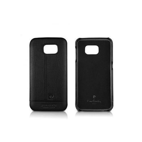 Pierre Cardin Galaxy S6 Edge ile Uyumlu Deri Arka Koruma Paneli Siyah PCL-P03