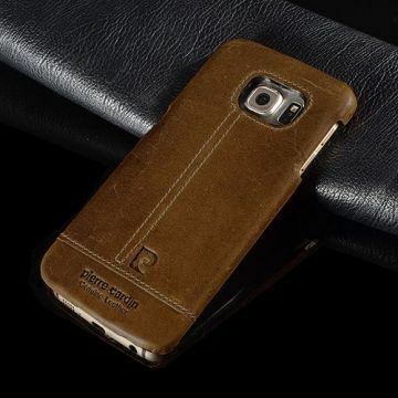 Pierre Cardin Galaxy S6 ile Uyumlu Deri Arka Koruma Paneli Kahve PCL-P03