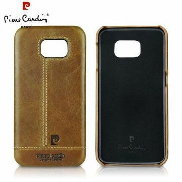 Pierre Cardin Galaxy S6 ile Uyumlu Deri Arka Koruma Paneli Kahve PCL-P03