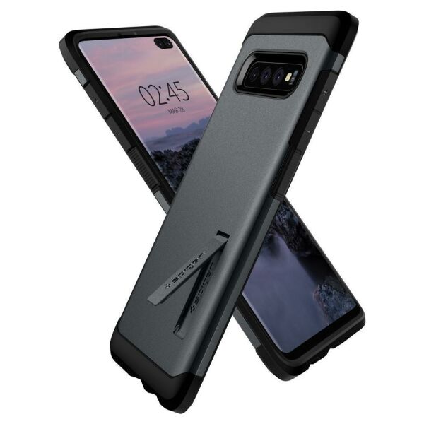 Spigen Galaxy S10 Plus ile Uyumlu Kılıf Tough Armor Graphite Gray