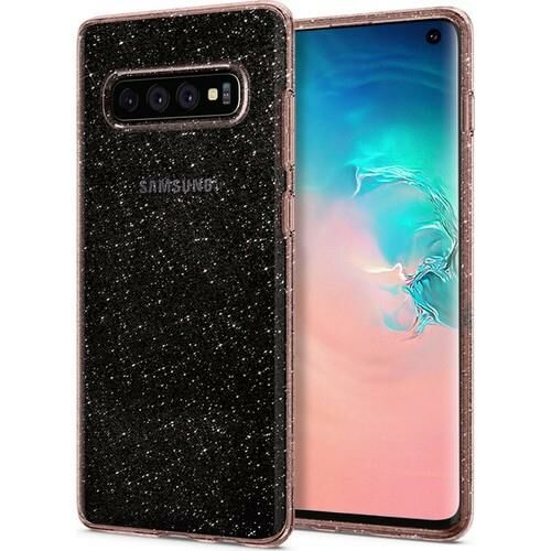 Spigen Galaxy S10e ile Uyumlu Kılıf Liquid Crystal Glitter Rose Quartz