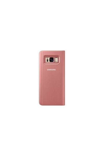 Galaxy S8 Plus ile Uyumlu Aynalı Kapaklı Clear View Kılıf Pembe