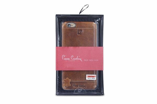 Pierre Cardin iPhone 6 Plus ile Uyumlu Deri Arka Koruma Paneli Kahve PCL-P03