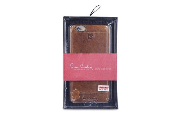 Pierre Cardin iPhone 6 Plus ile Uyumlu Deri Arka Koruma Paneli Kahve PCL-P03